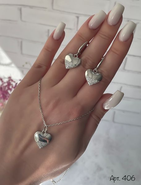 Серебряное колье сердце 40 см R406-40 фото